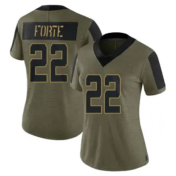 Nike Matt Forte Women's Limited New York Jets Olive 2021 Salute To Service Jersey