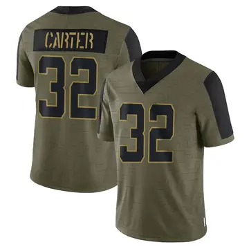 Nike Michael Carter Men's Limited New York Jets Olive 2021 Salute To Service Jersey