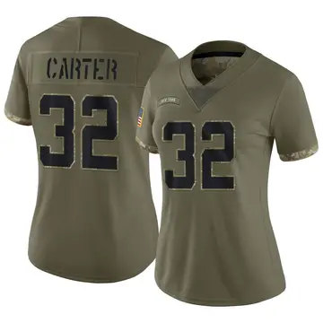 Nike Michael Carter Women's Limited New York Jets Olive 2022 Salute To Service Jersey