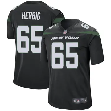 Nike Nate Herbig Men's Game New York Jets Black Stealth Jersey
