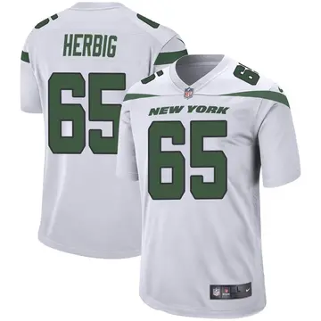 Nike Nate Herbig Men's Game New York Jets White Spotlight Jersey