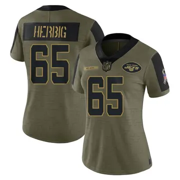 Nike Nate Herbig Women's Limited New York Jets Olive 2021 Salute To Service Jersey