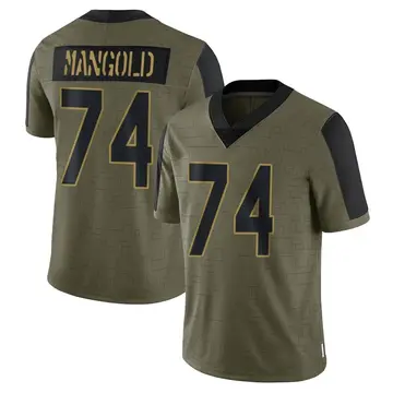 Nike Nick Mangold Youth Limited New York Jets Olive 2021 Salute To Service Jersey