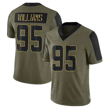 Nike Quinnen Williams Youth Limited New York Jets Olive 2021 Salute To Service Jersey
