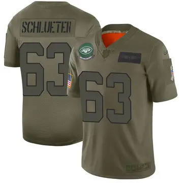Nike Sam Schlueter Men's Limited New York Jets Camo 2019 Salute to Service Jersey