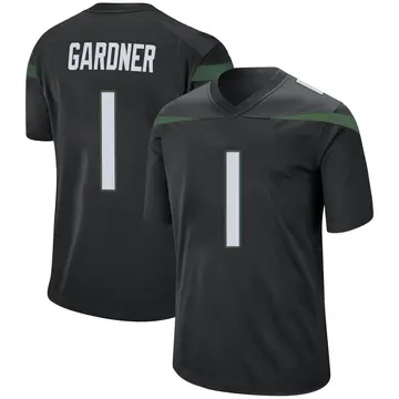 Nike Sauce Gardner Men's Game New York Jets Black Stealth Jersey