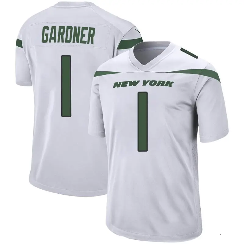 Nike Sauce Gardner Men's Game New York Jets White Spotlight Jersey