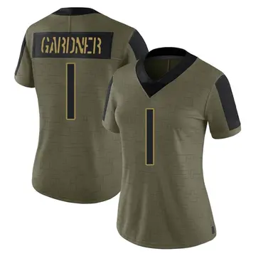 Nike Sauce Gardner Women's Limited New York Jets Olive 2021 Salute To Service Jersey