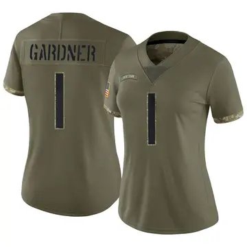 Nike Sauce Gardner Women's Limited New York Jets Olive 2022 Salute To Service Jersey
