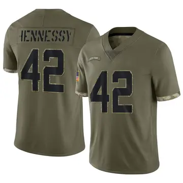 Nike Thomas Hennessy Men's Limited New York Jets Olive 2022 Salute To Service Jersey