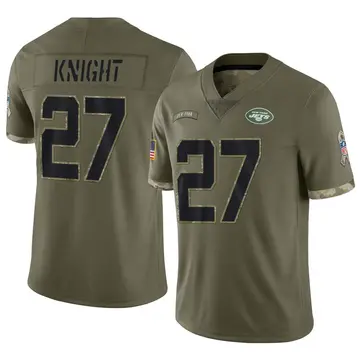 Nike Zonovan Knight Men's Limited New York Jets Olive 2022 Salute To Service Jersey
